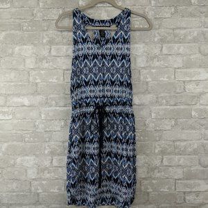 Paperdoll Blue and White Pattern Drop Waist Dress